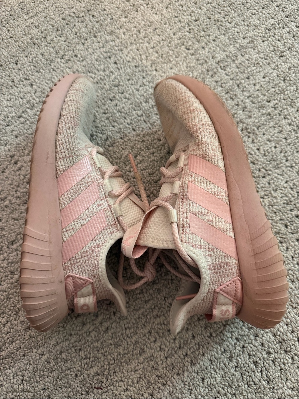 Women Pink Knit Athletic Shoes - Lightweight Casual Sneakers